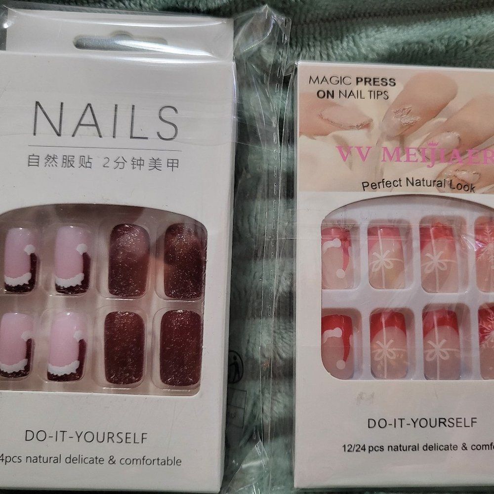 Bundle (2) of Holiday glue on nails. Glue NOT included.